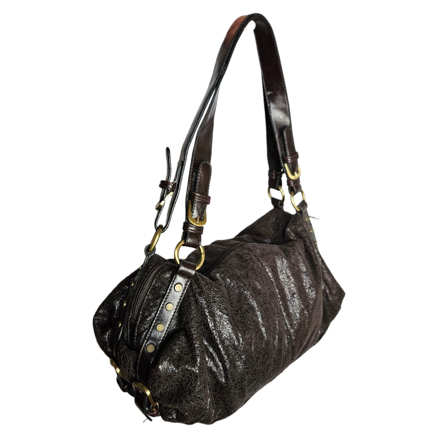 Faux leather bag with strap details