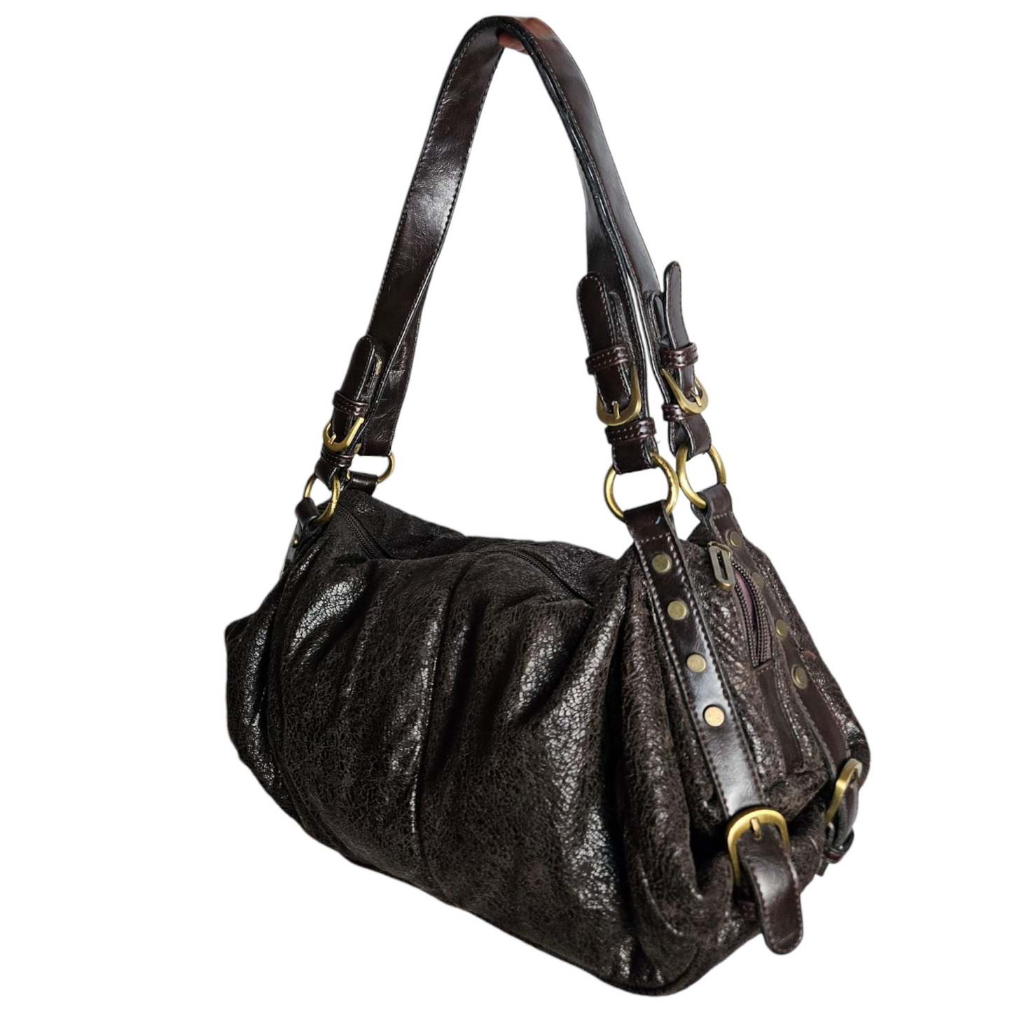 Faux leather bag with strap details