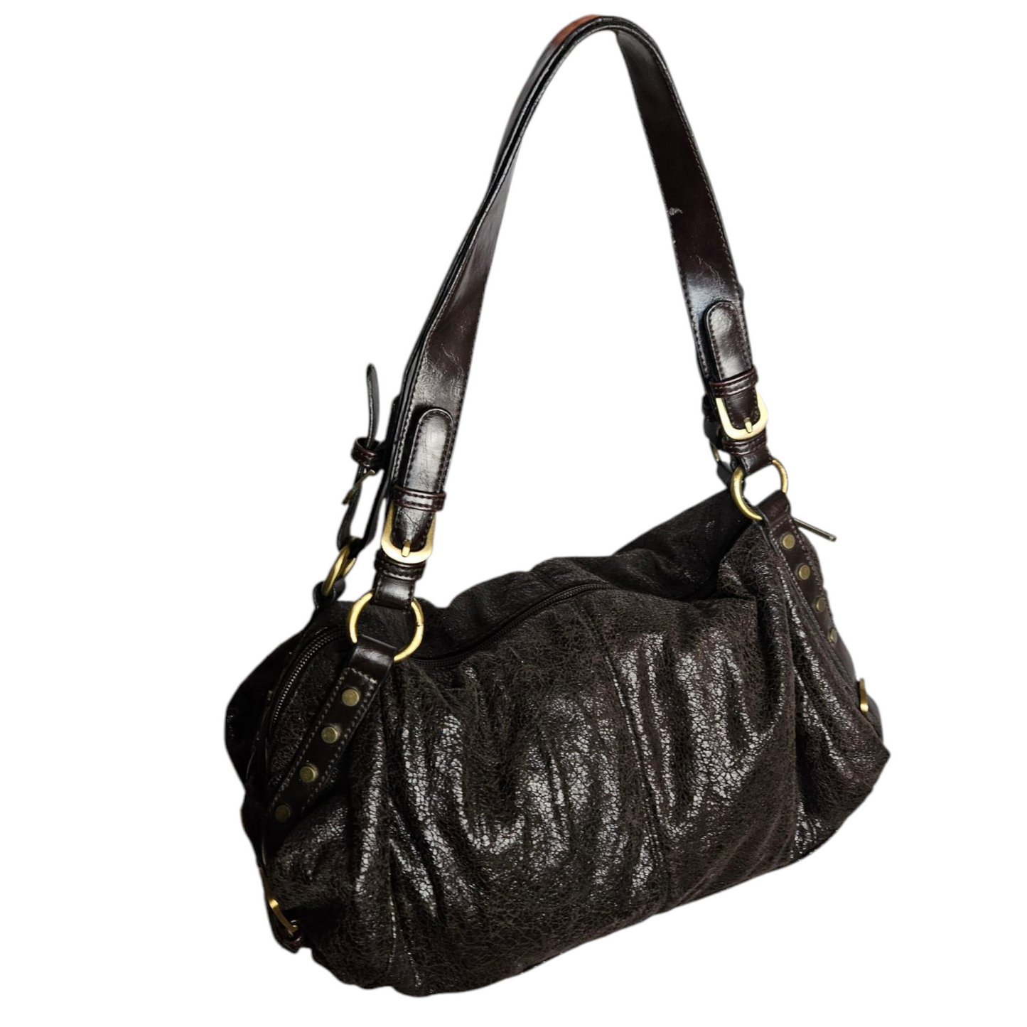 Faux leather bag with strap details