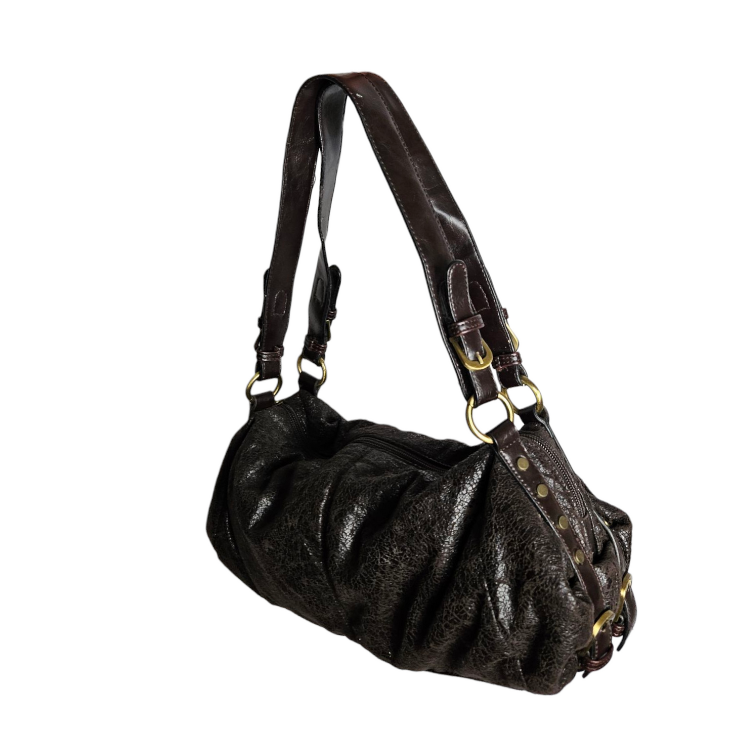 Faux leather bag with strap details