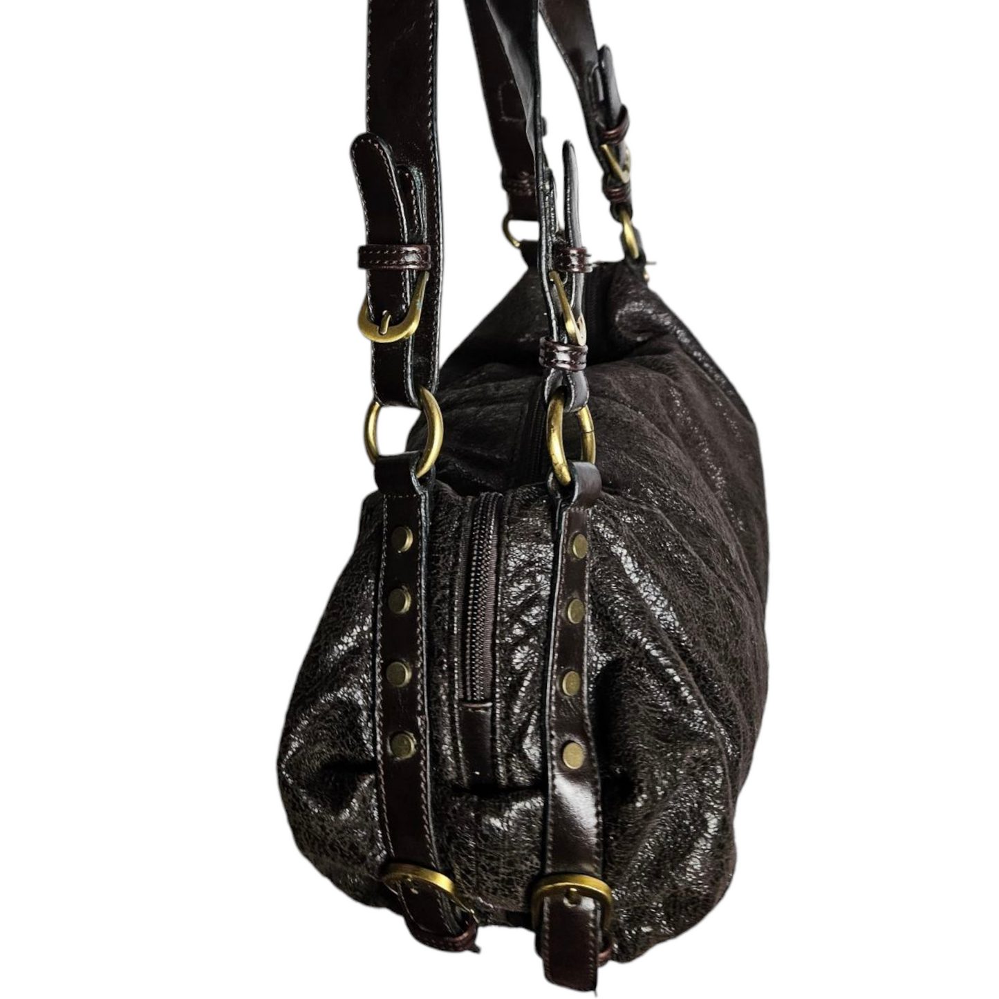 Faux leather bag with strap details