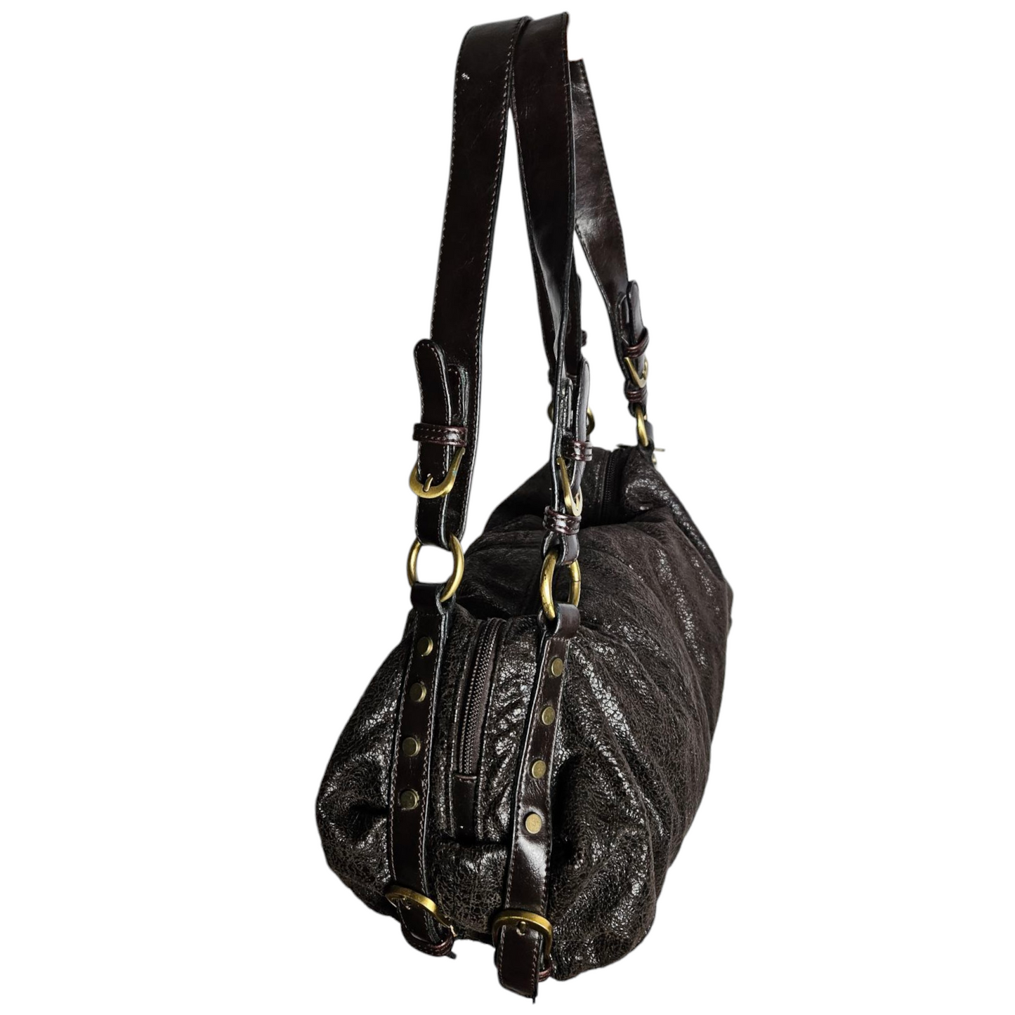 Faux leather bag with strap details