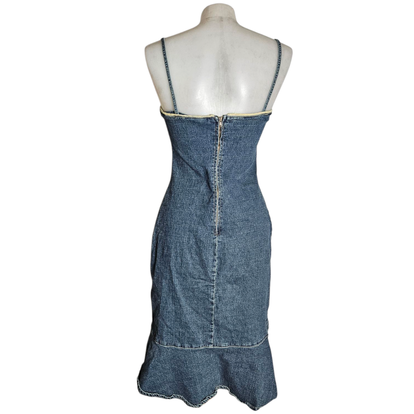 Lace-up denim dress