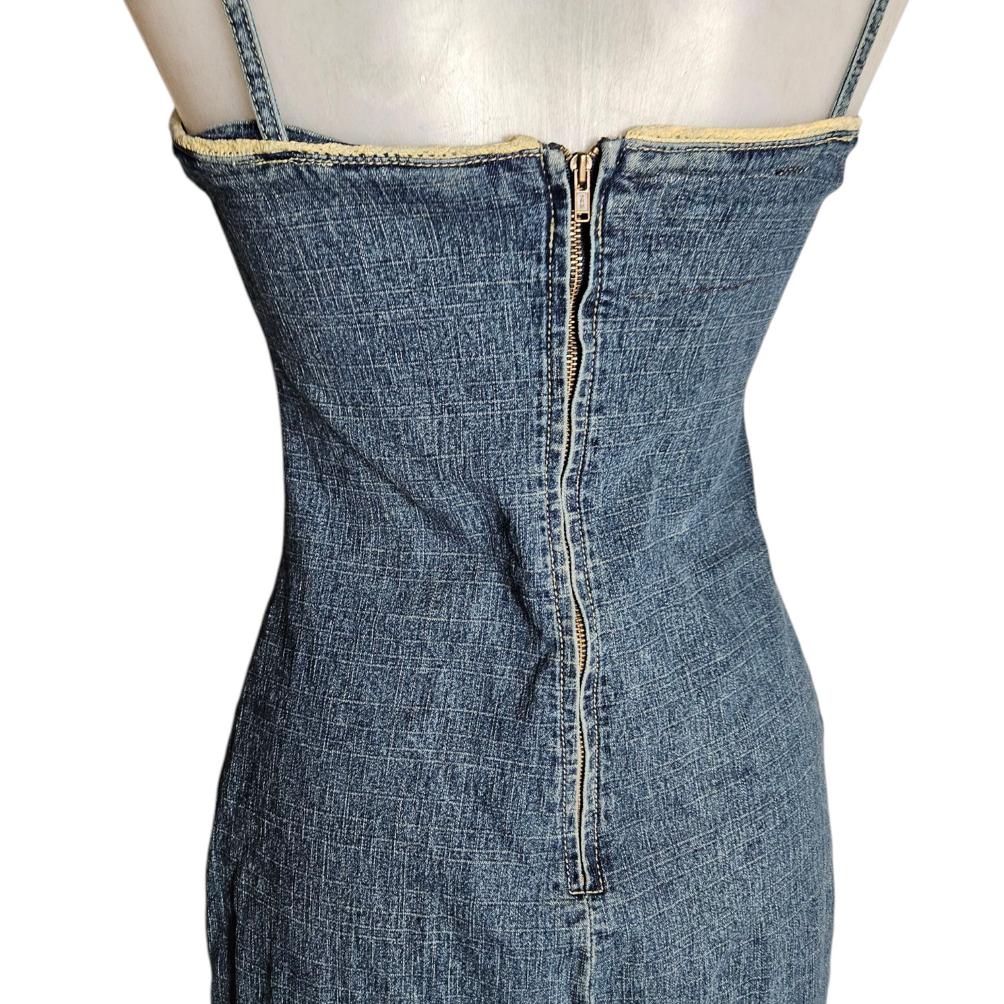 Lace-up denim dress