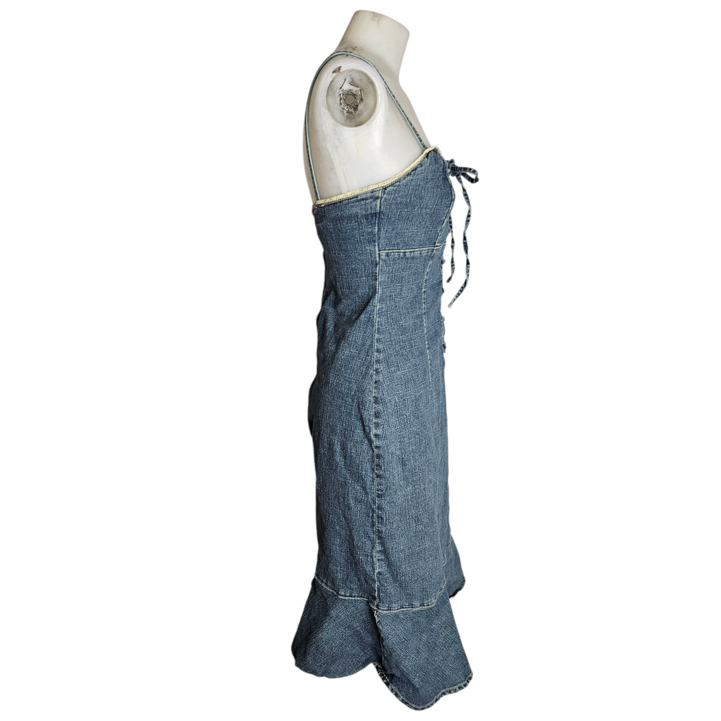 Lace-up denim dress