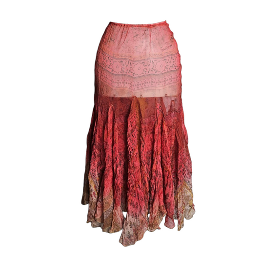 Red and orange veil skirt