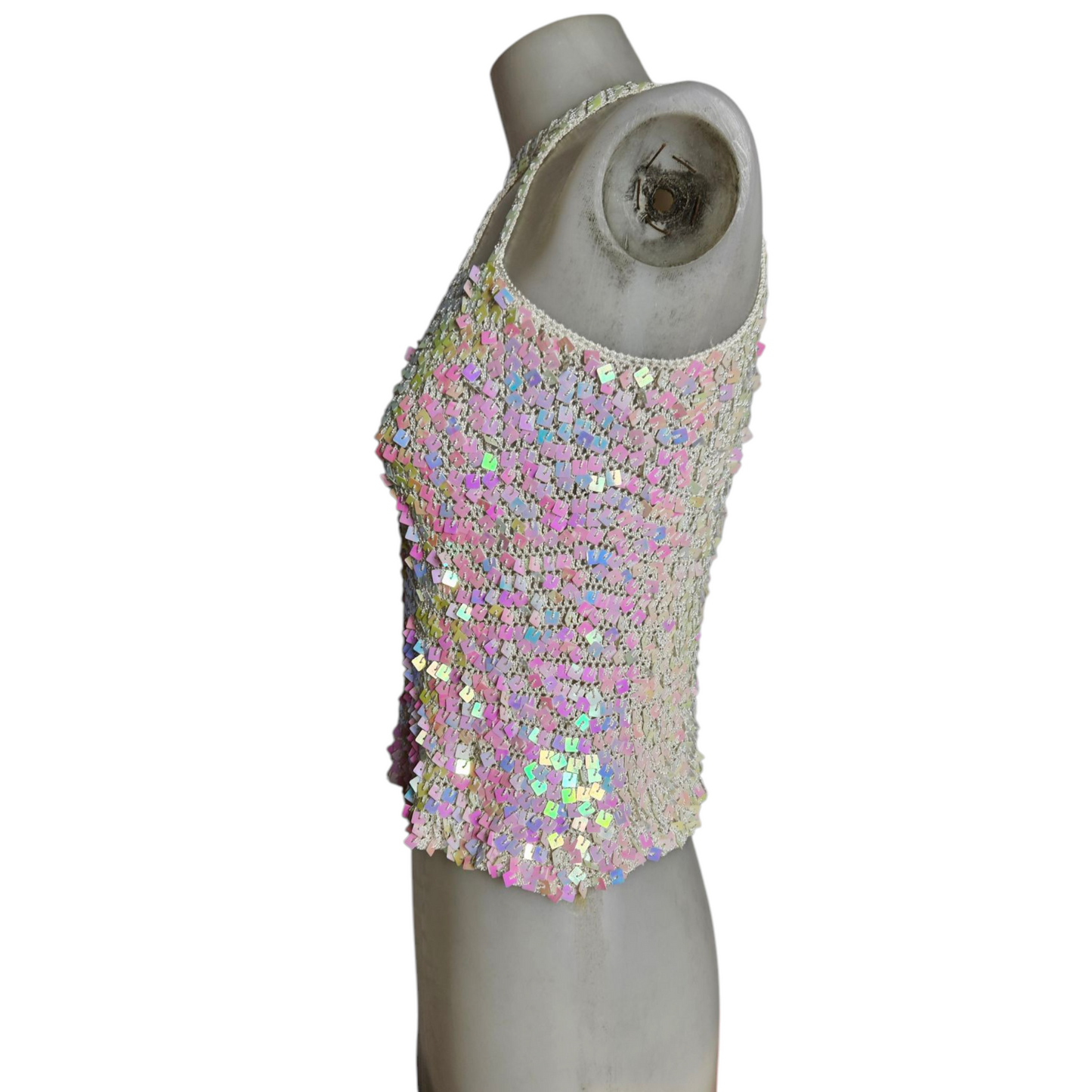 Open back in silk embroidered with sequins