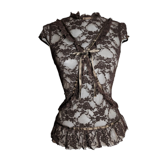 Lace top with satin details