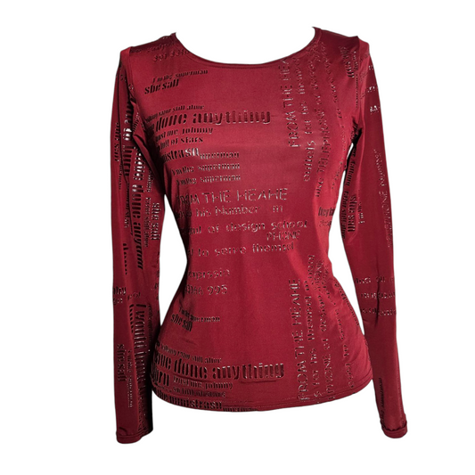 Voile top with writing pattern