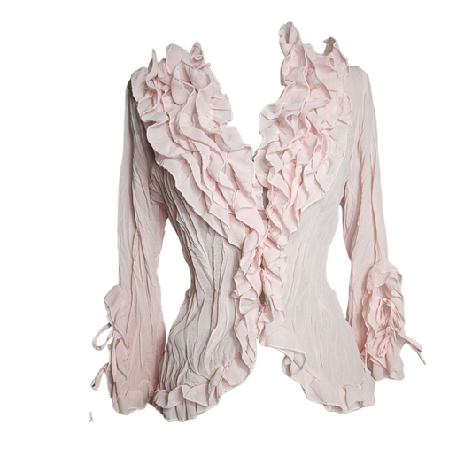 Pale pink ruffled blouse
