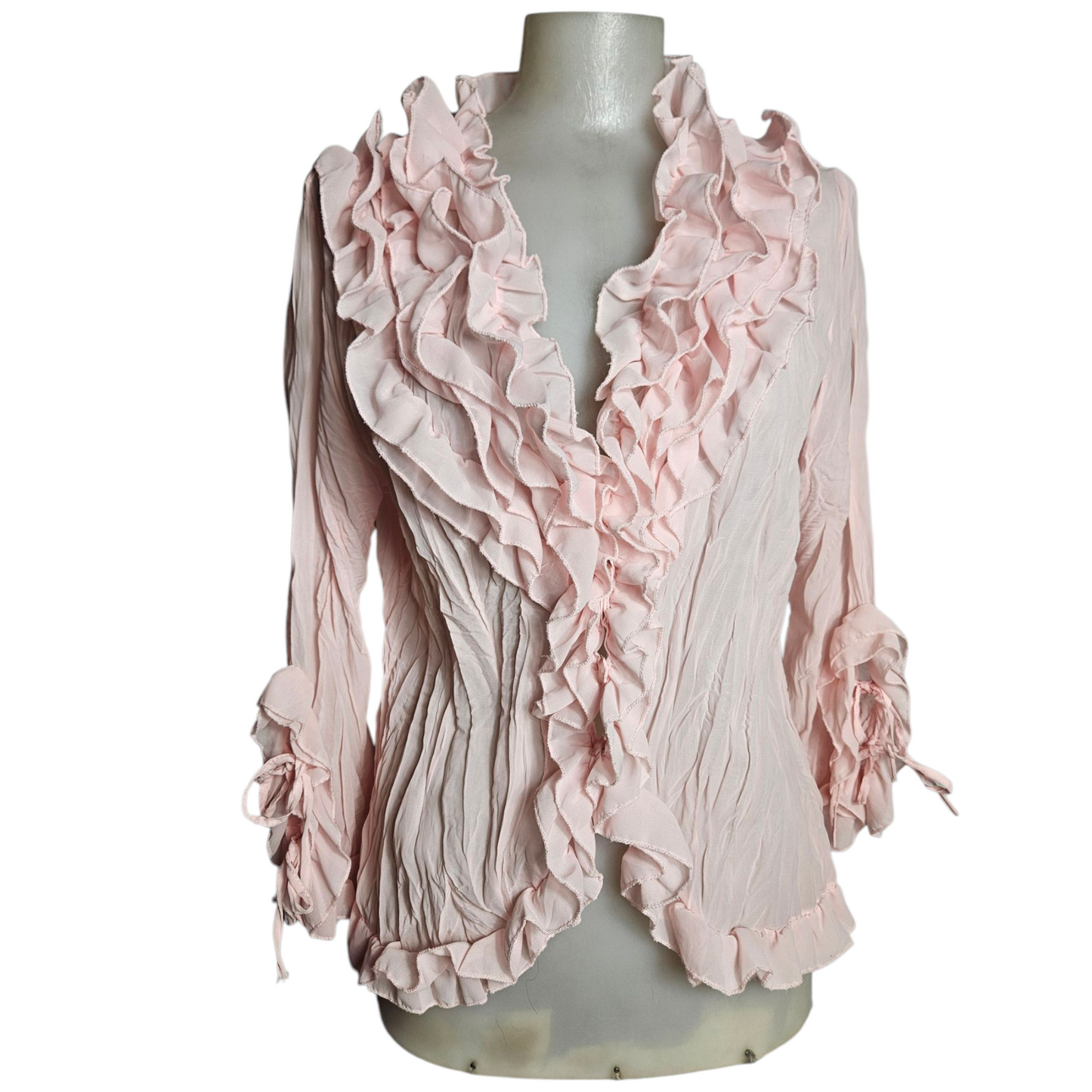 Pale pink ruffled blouse