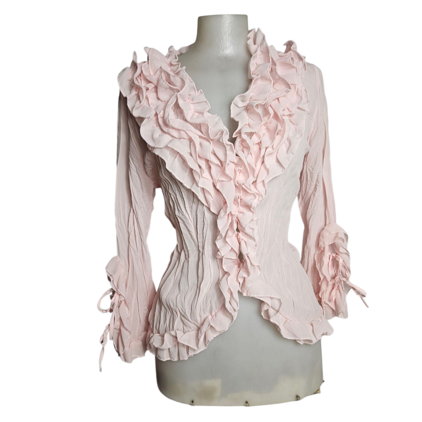 Pale pink ruffled blouse