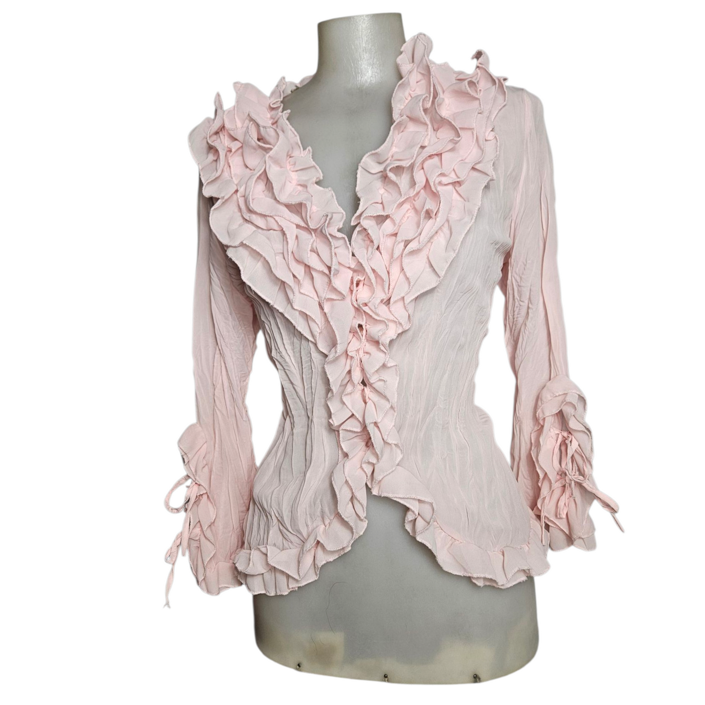 Pale pink ruffled blouse