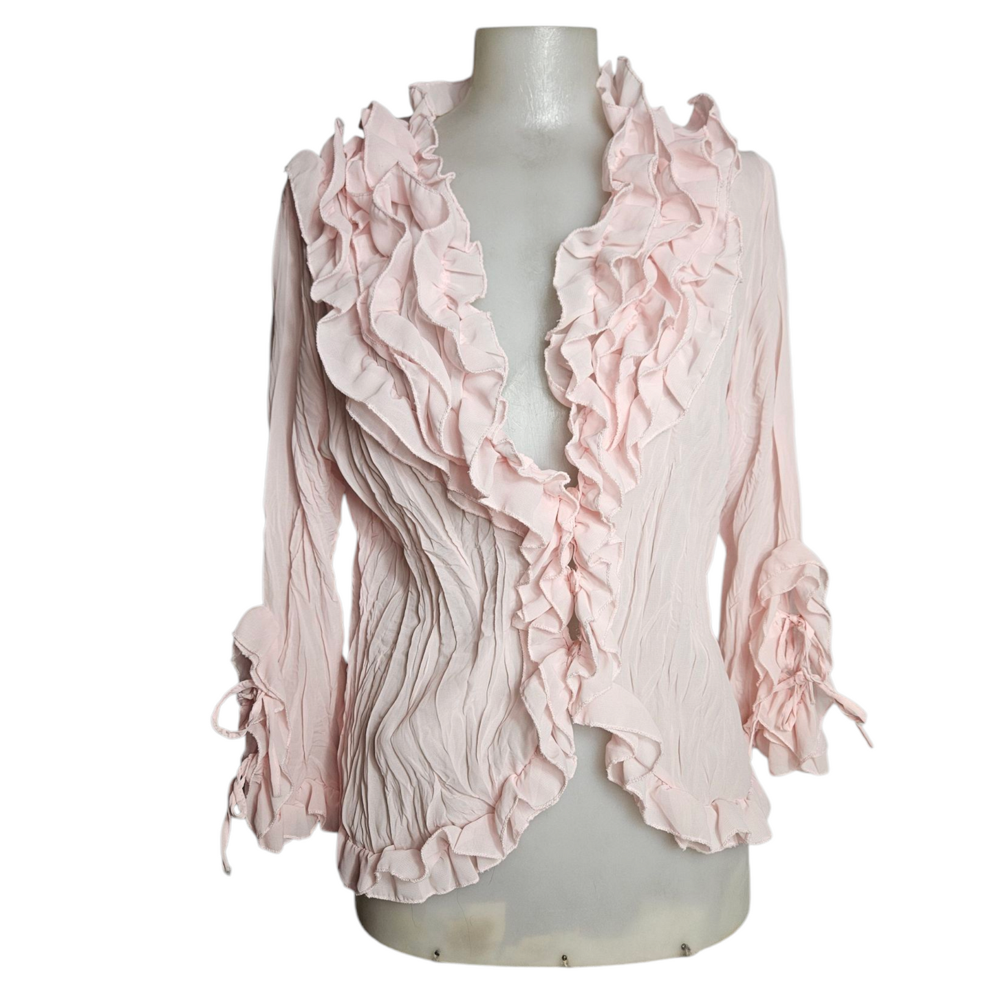 Pale pink ruffled blouse