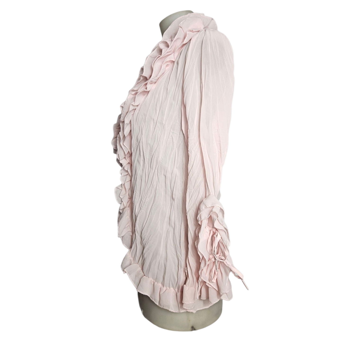 Pale pink ruffled blouse