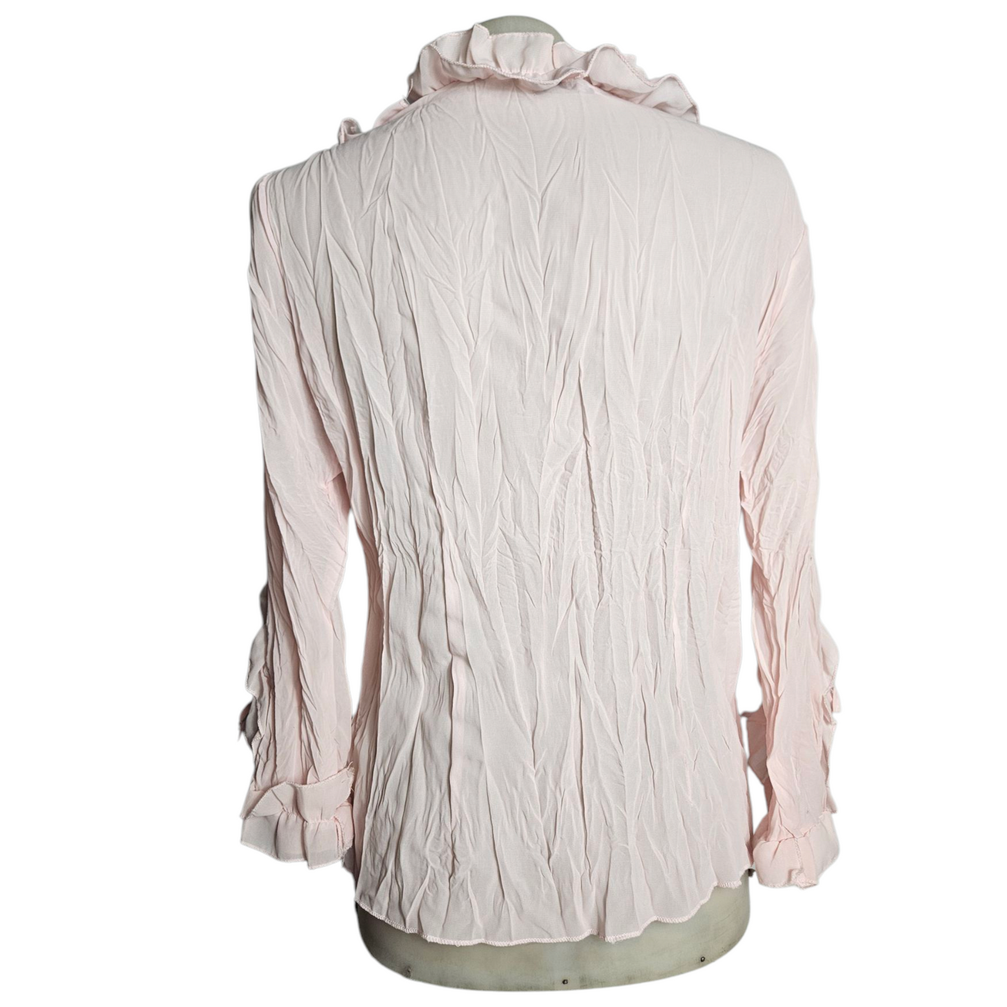 Pale pink ruffled blouse
