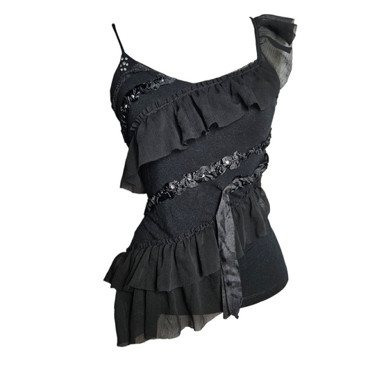 Asymmetrical ruffled top