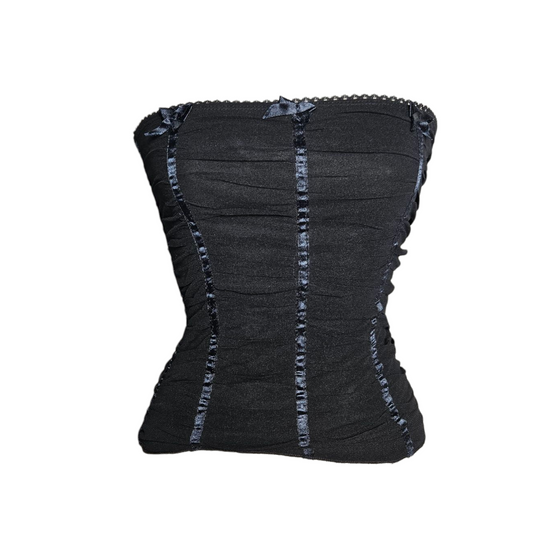 Pleated voile bandeau top