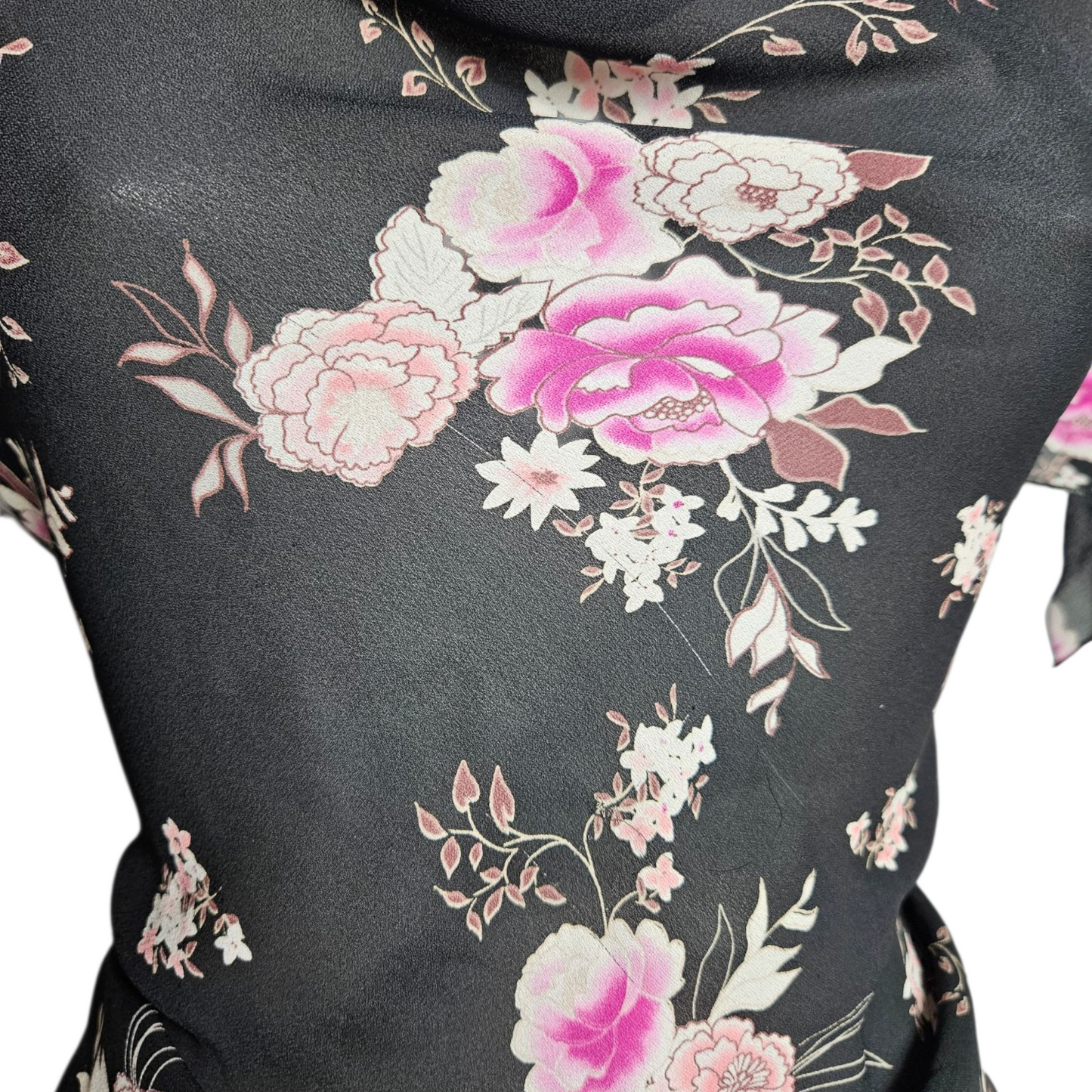 Floral voile top with slit sleeves