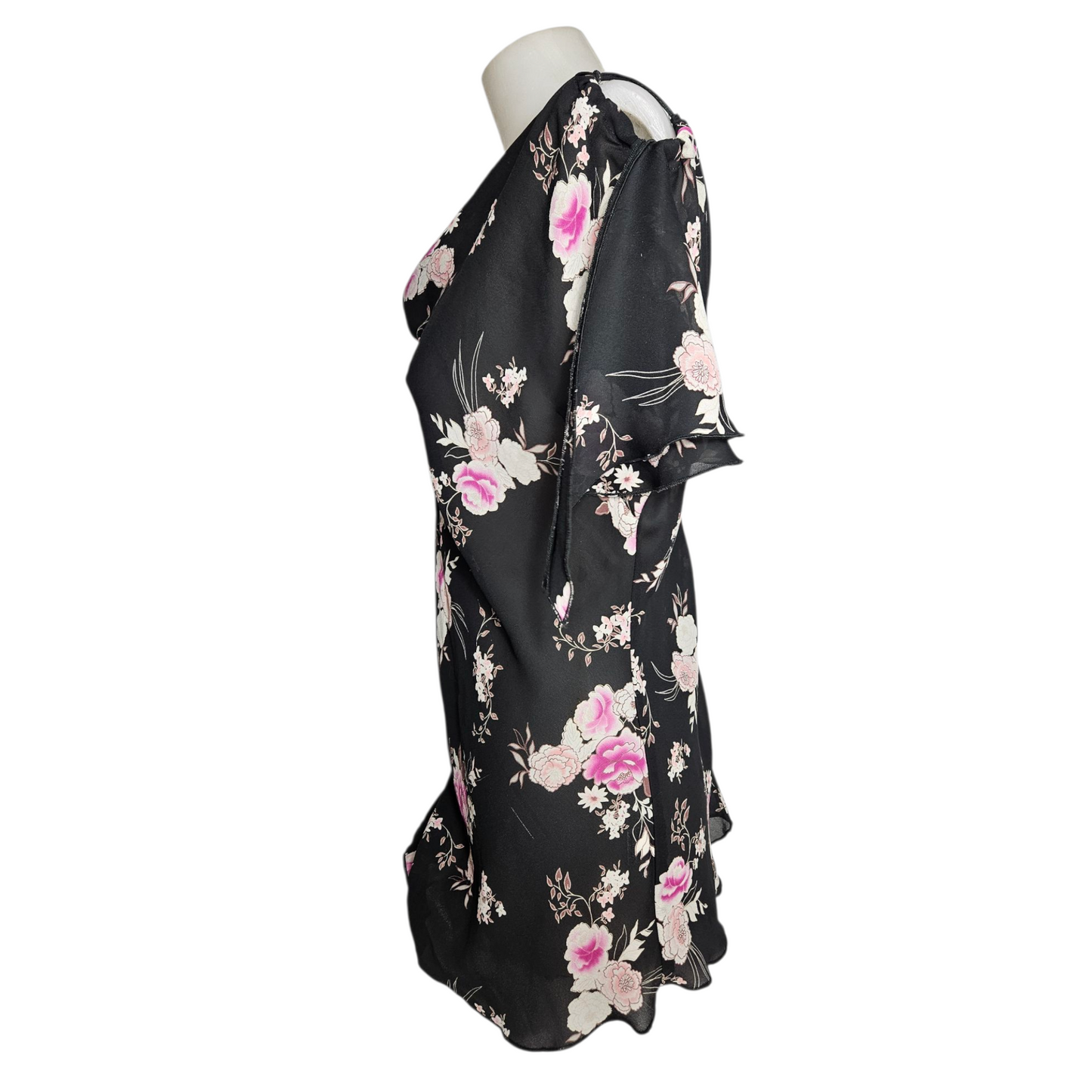 Floral voile top with slit sleeves