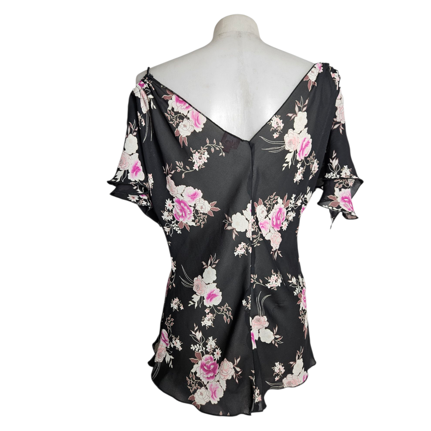 Floral voile top with slit sleeves