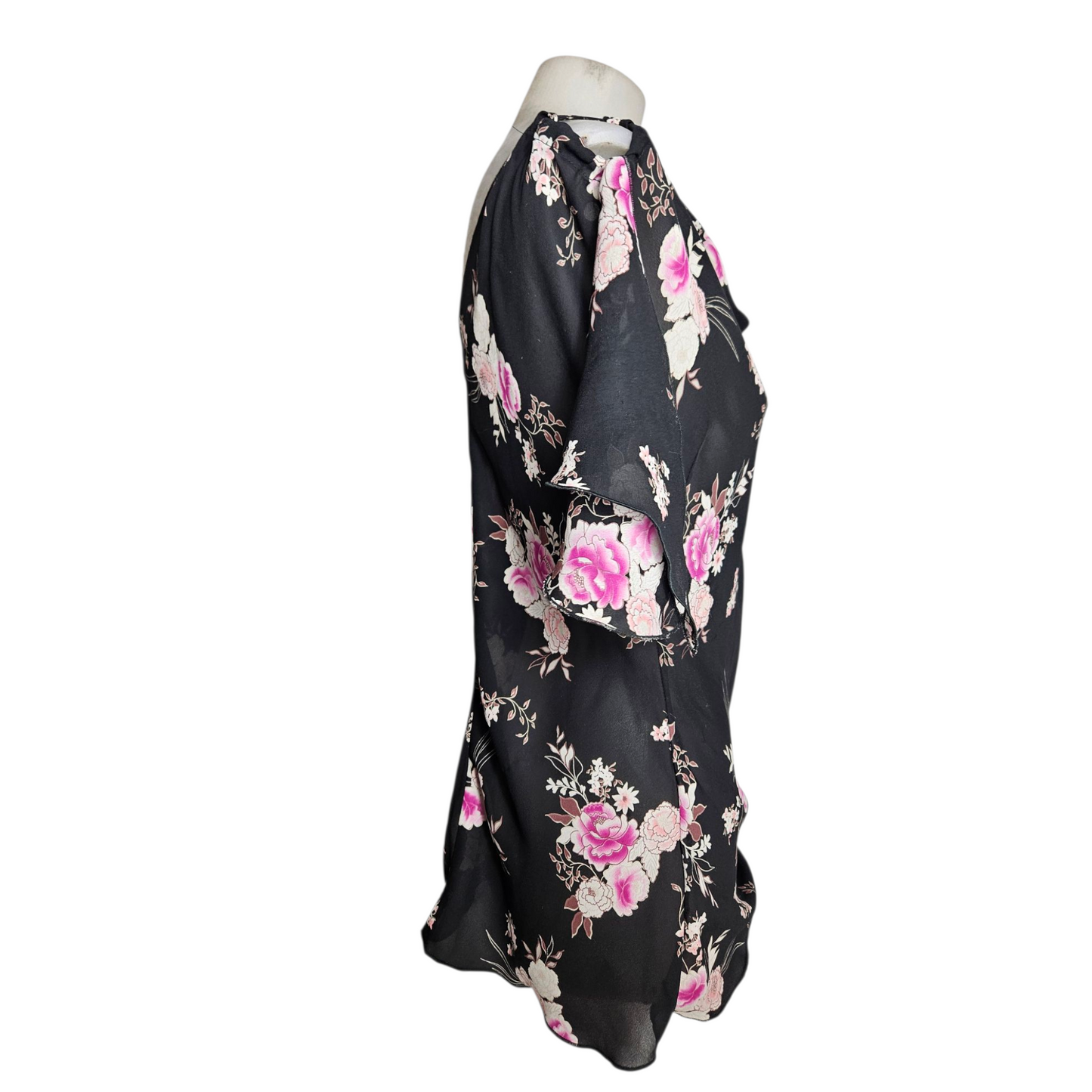 Floral voile top with slit sleeves