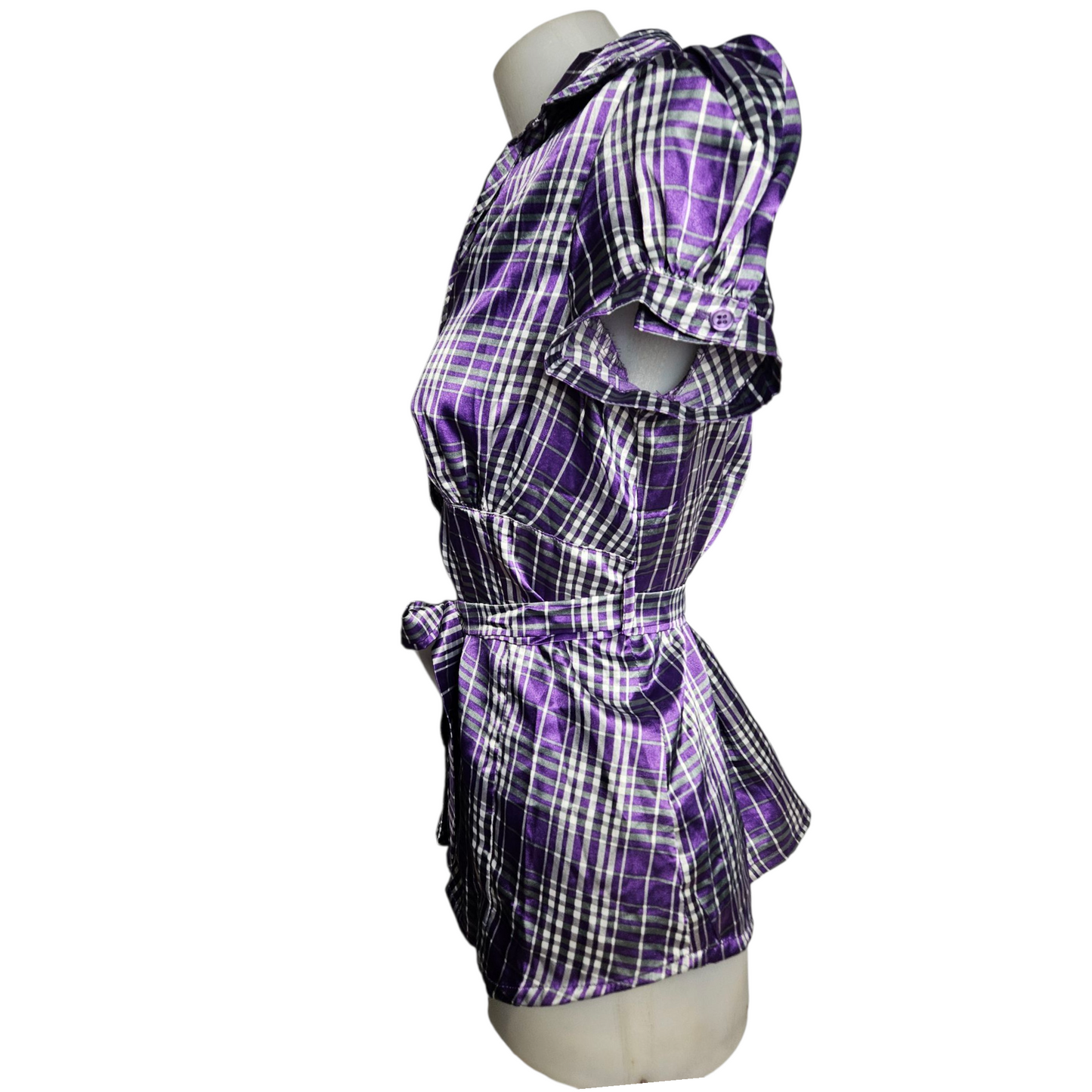 Short-sleeved satin blouse