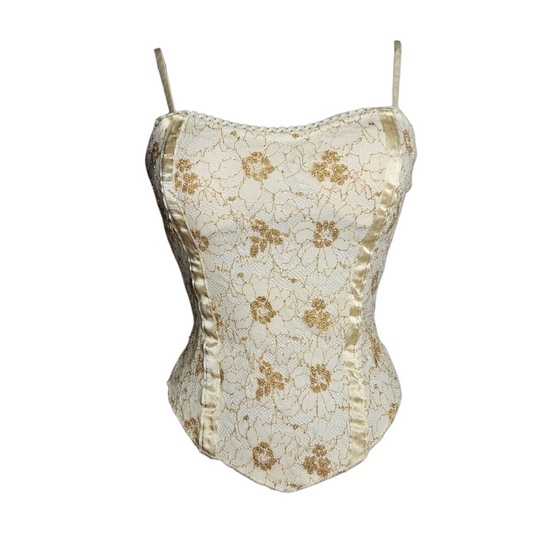 Lace tank top with gold details