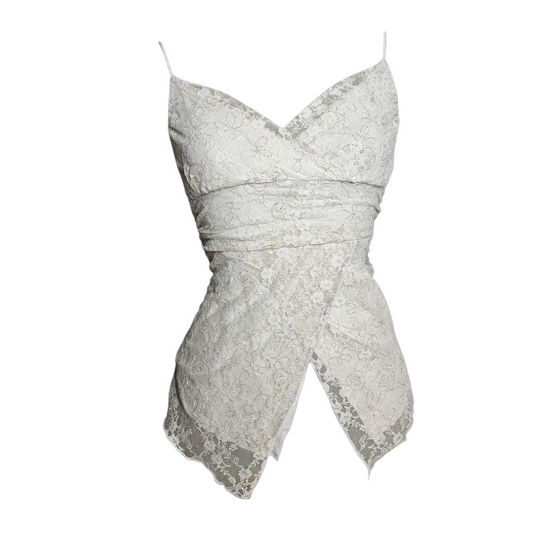 Asymmetrical lace tank top