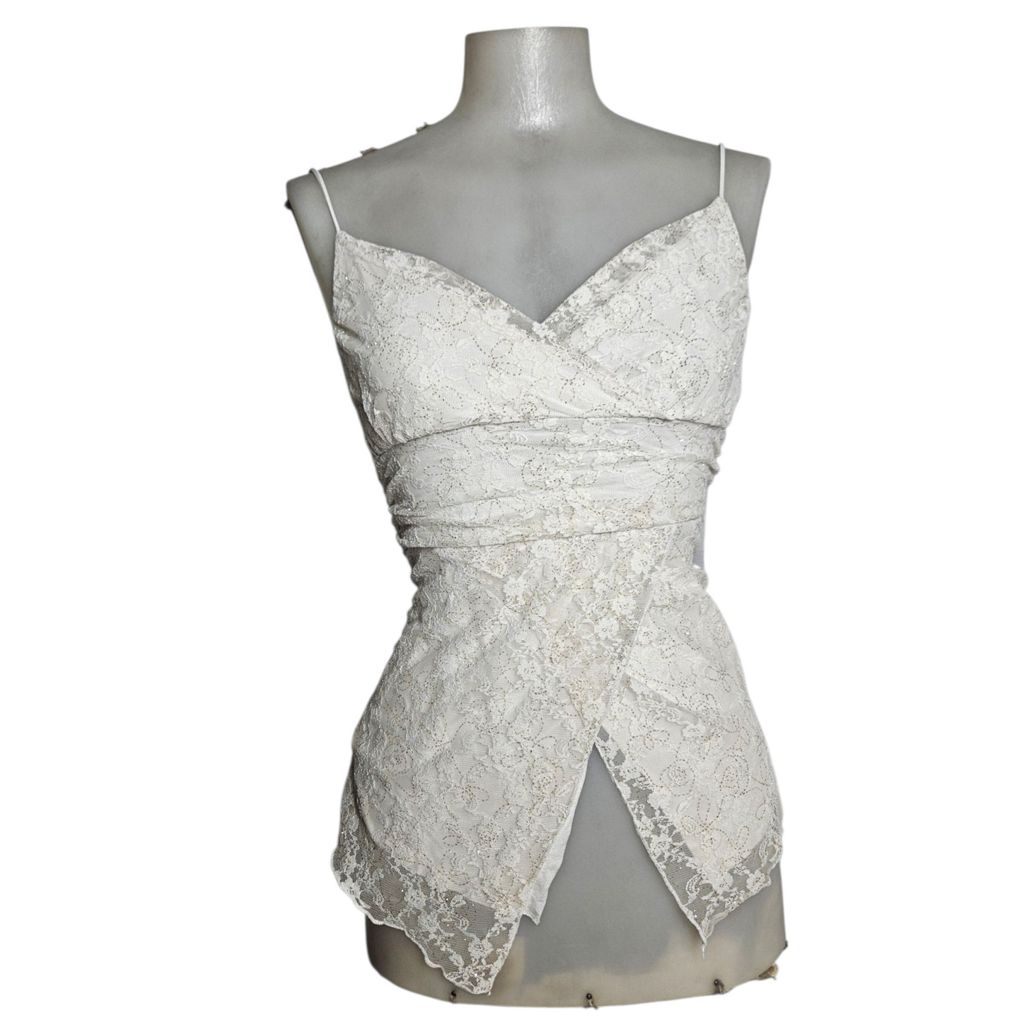 Asymmetrical lace tank top