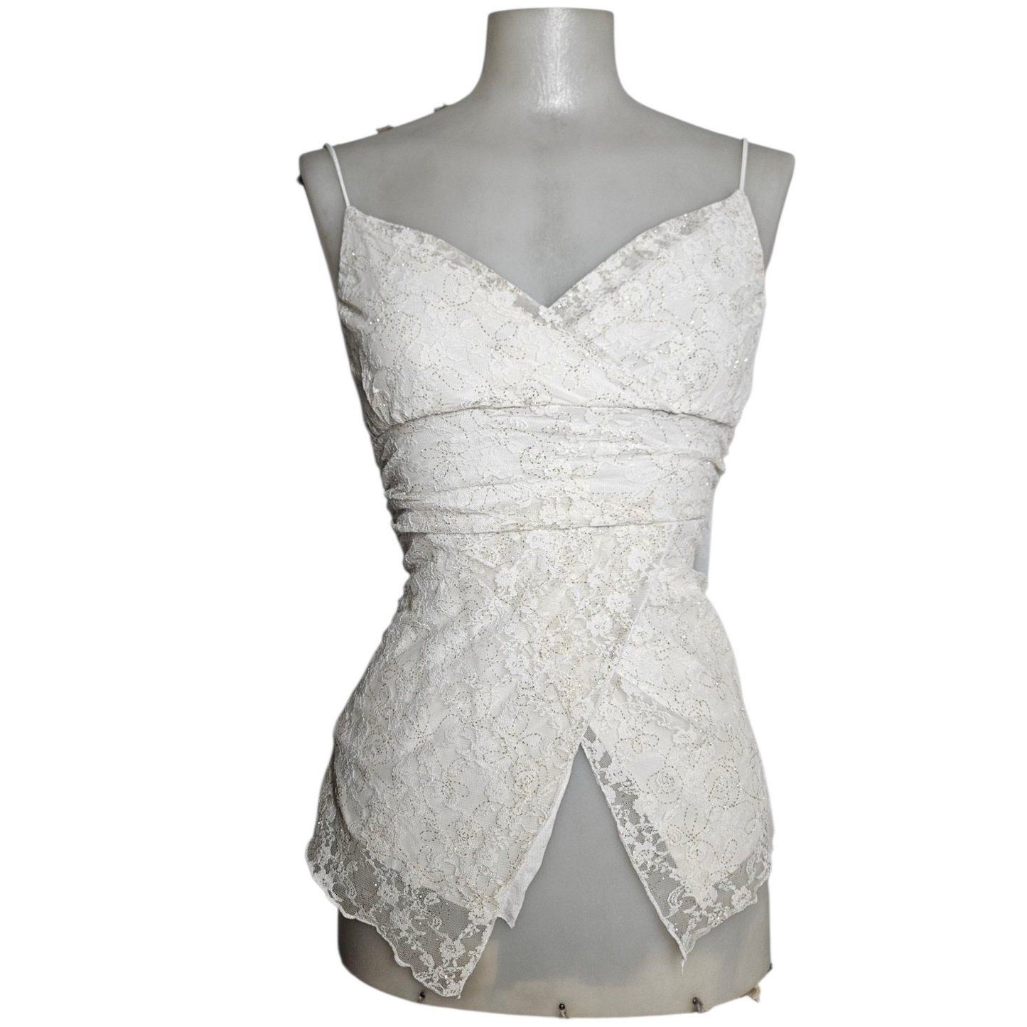 Asymmetrical lace tank top
