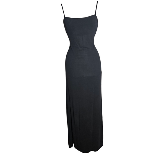 Black voile maxi dress
