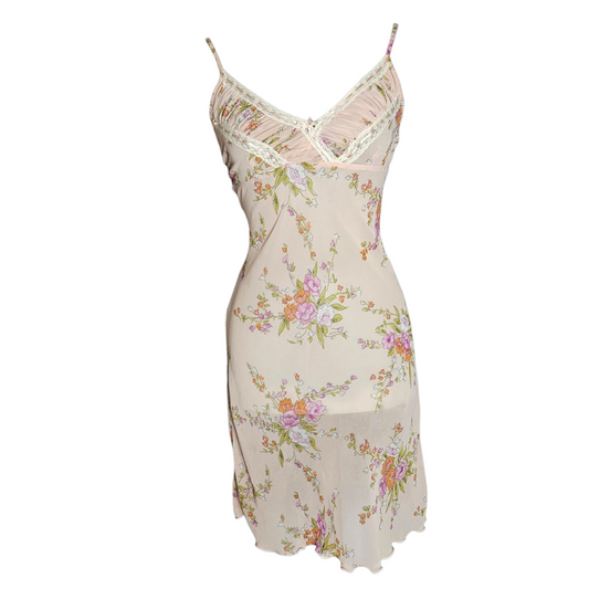 Robe nuisette en voile fleuri