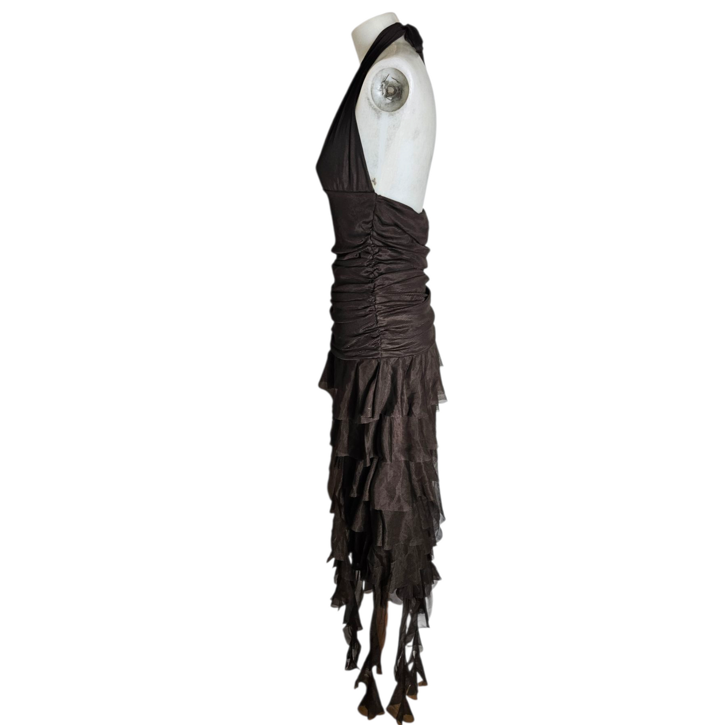 Asymmetrical ruffled backless dress