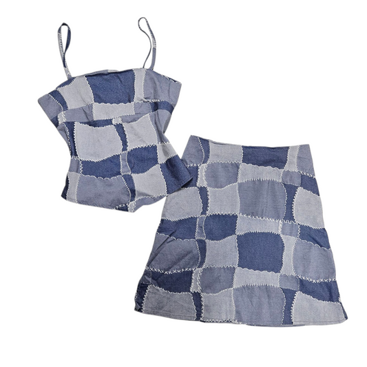 Denim effect patchwork set