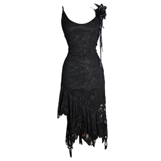 Black lace asymmetrical dress