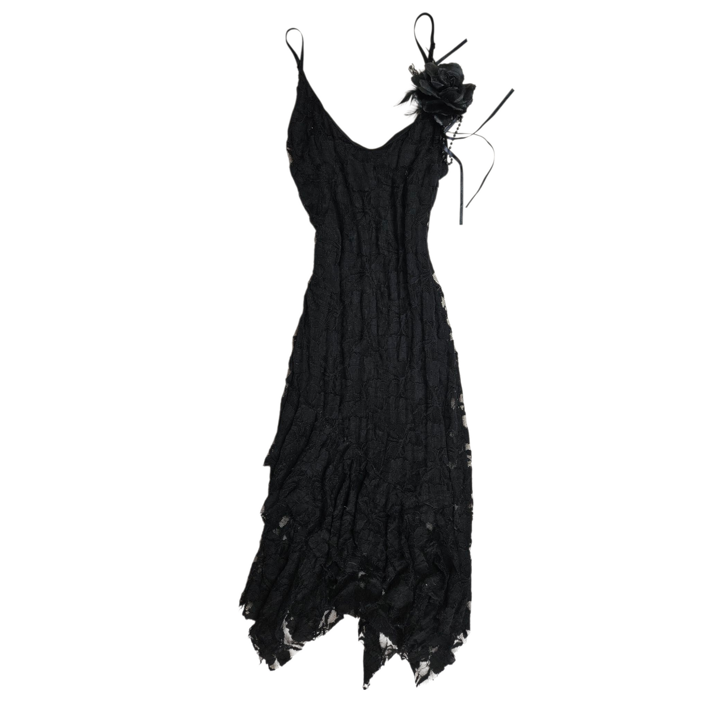 Black lace asymmetrical dress