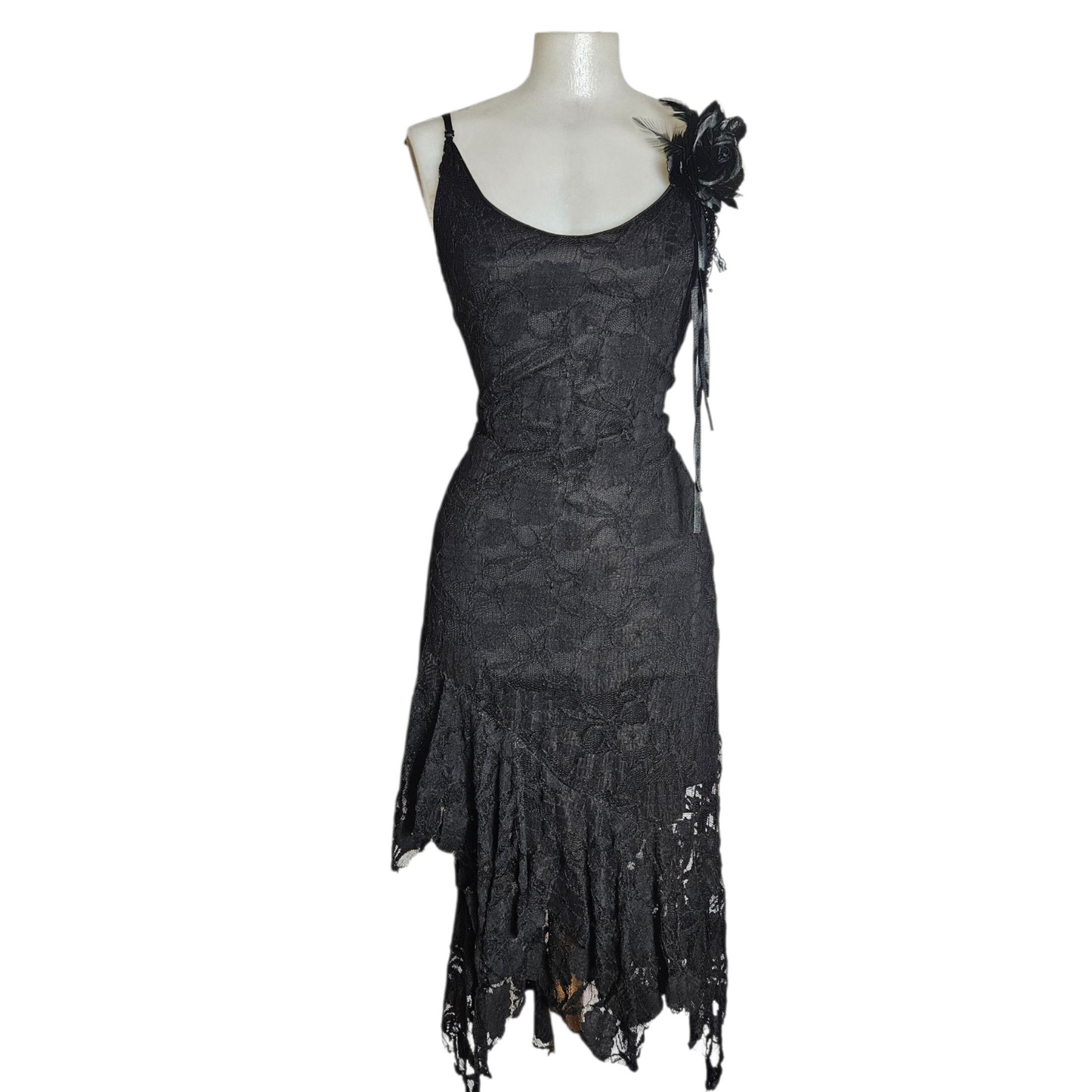Black lace asymmetrical dress