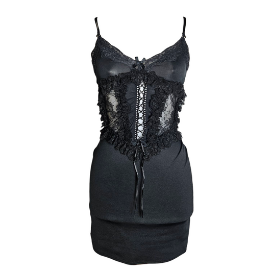 Lace cutout mini dress
