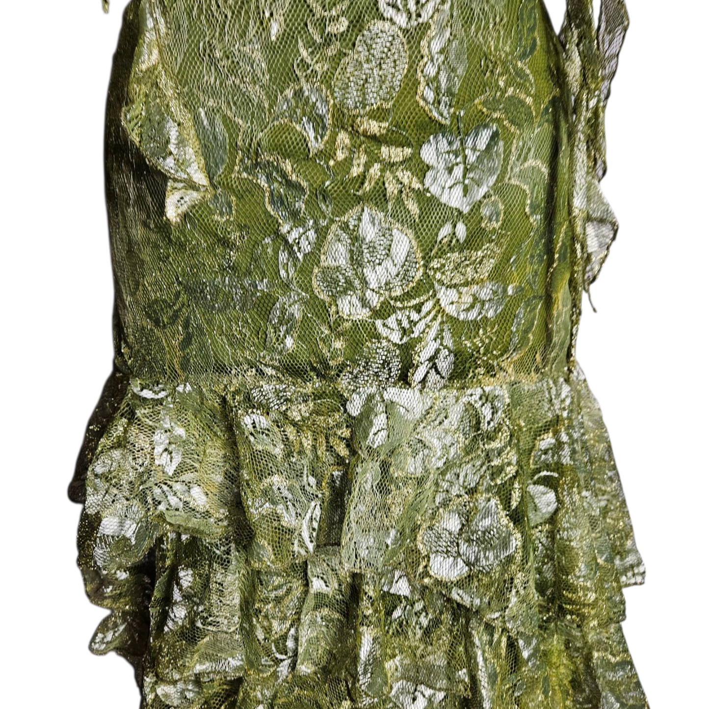 Green lace backless dress