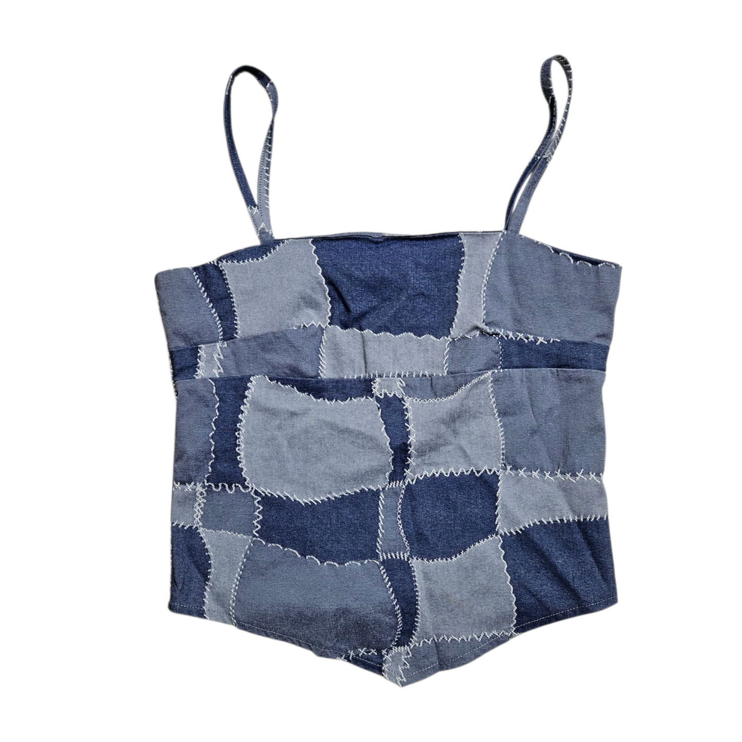 Denim effect patchwork set