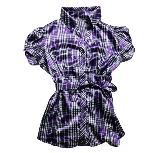 Short-sleeved satin blouse