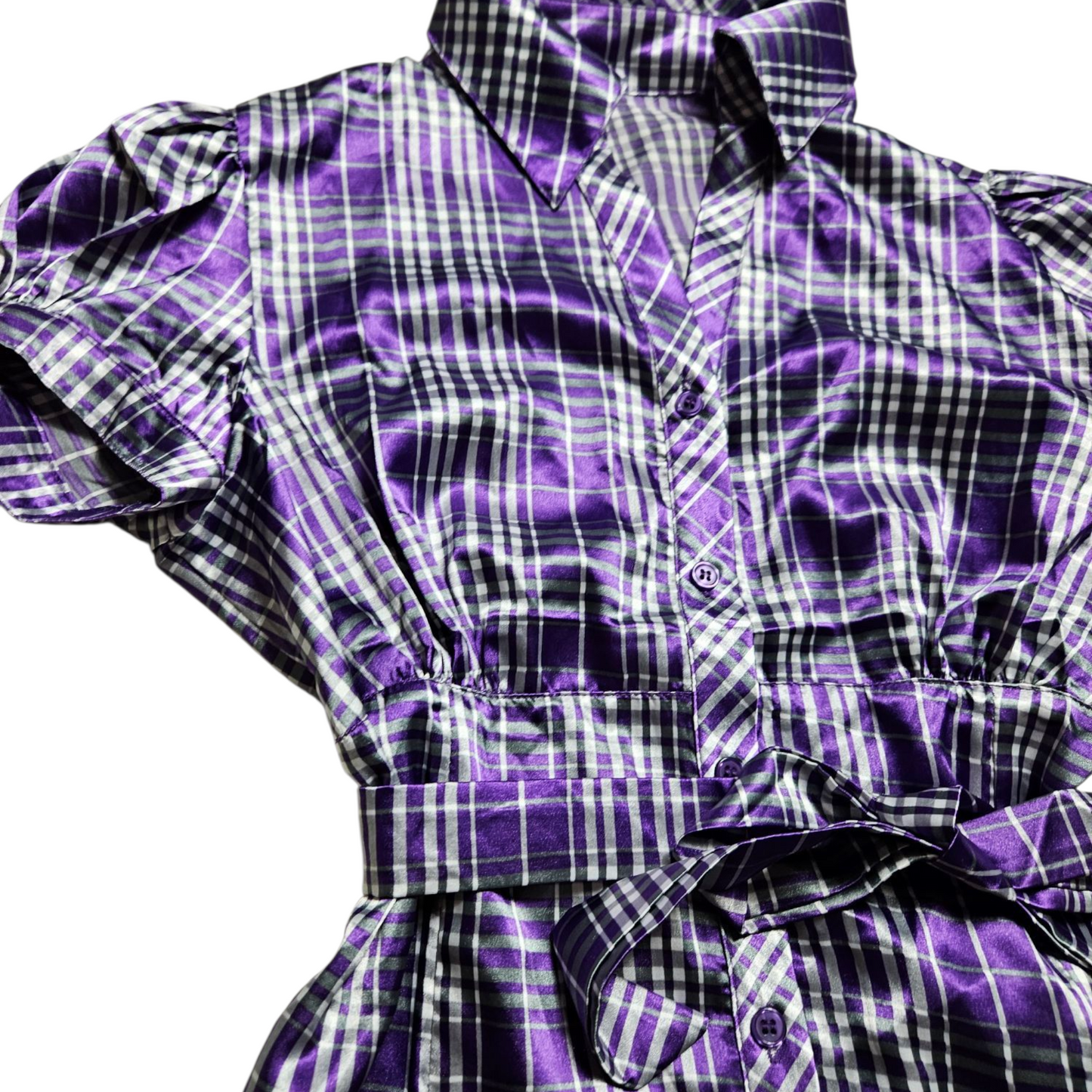 Short-sleeved satin blouse