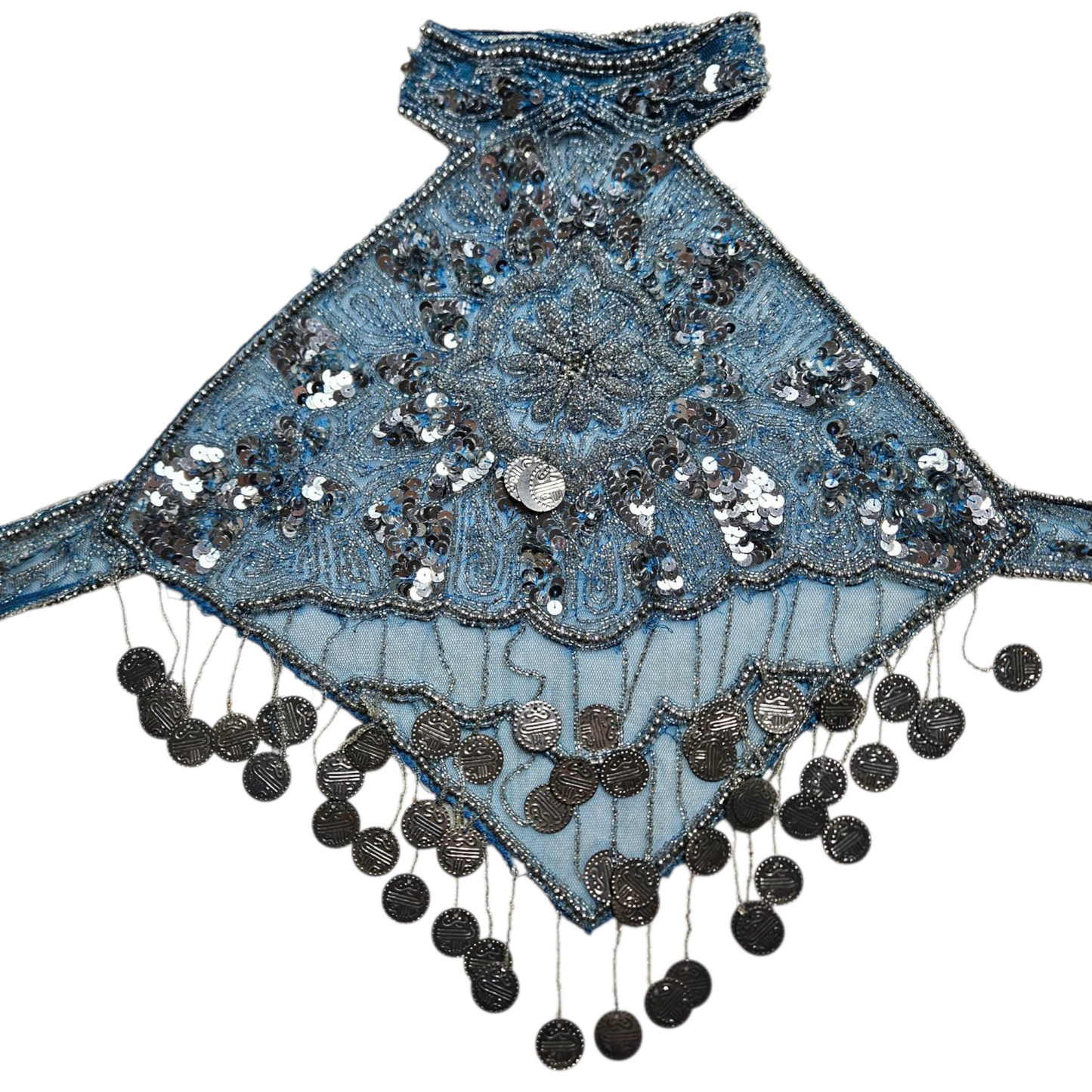 Dos nu en voile brodé de perles