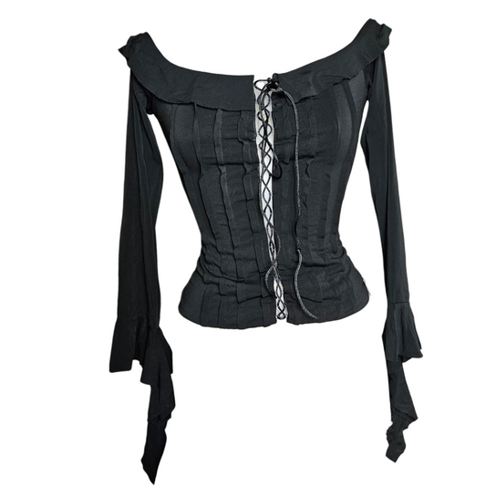 High bardot neck and lace-up