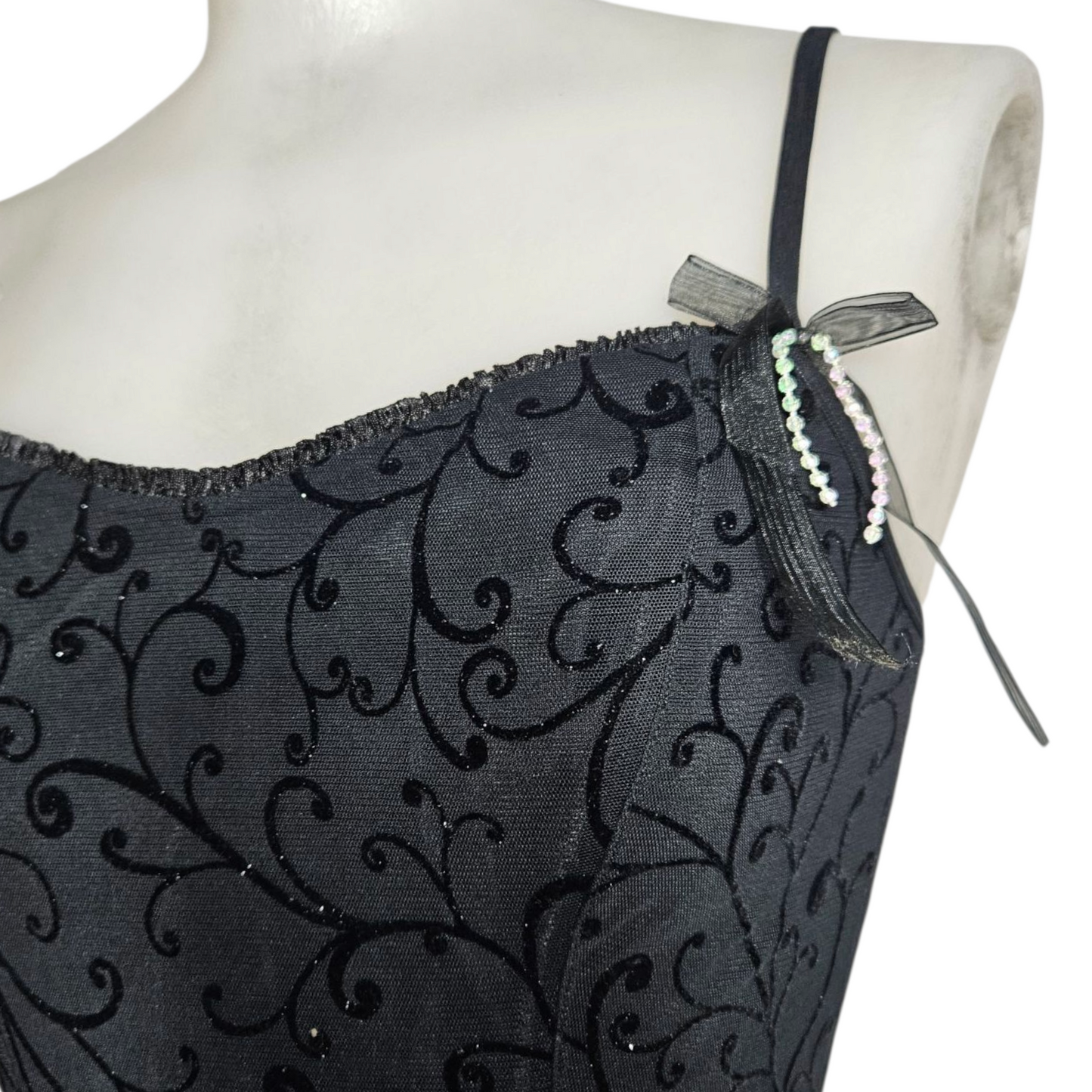 Corset-style top with a velvet pattern