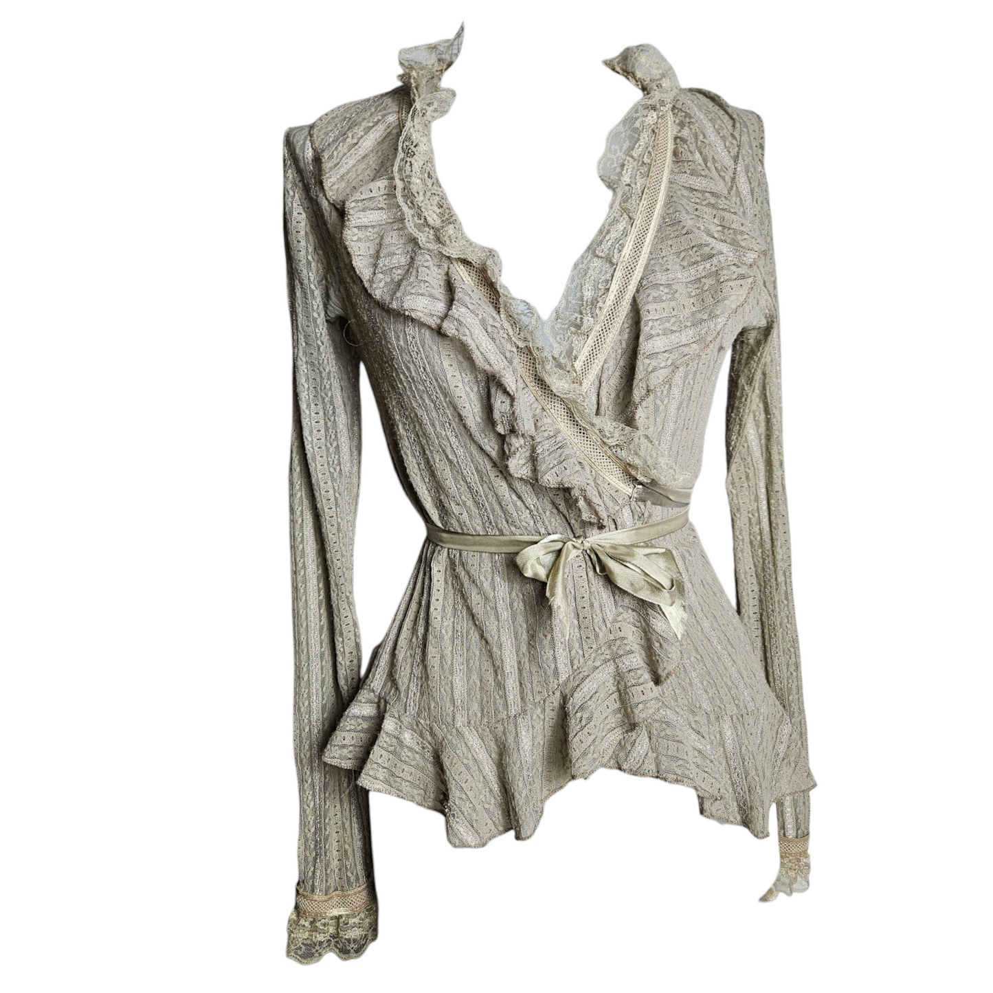 Ruffled lace wrap dress