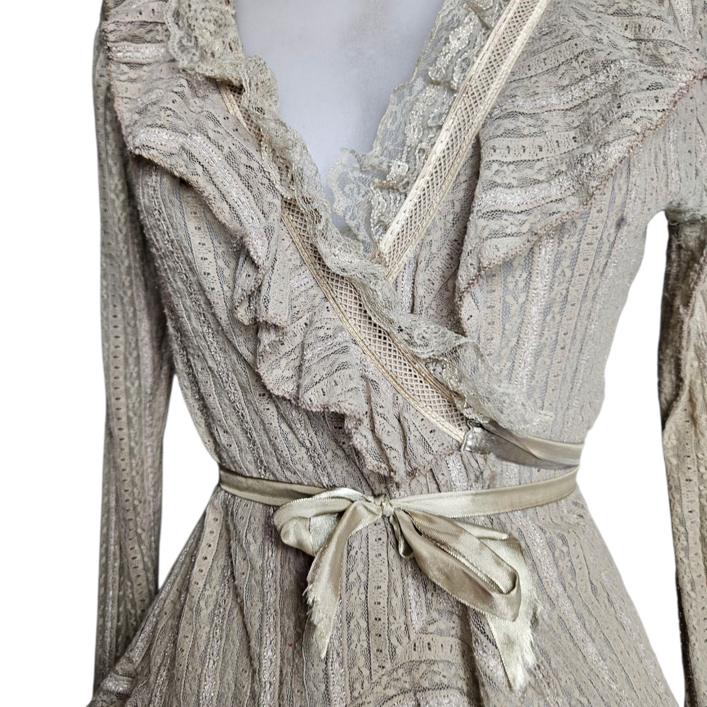 Ruffled lace wrap dress