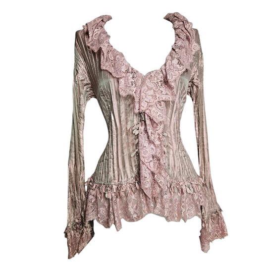 Satin blouse with lace details