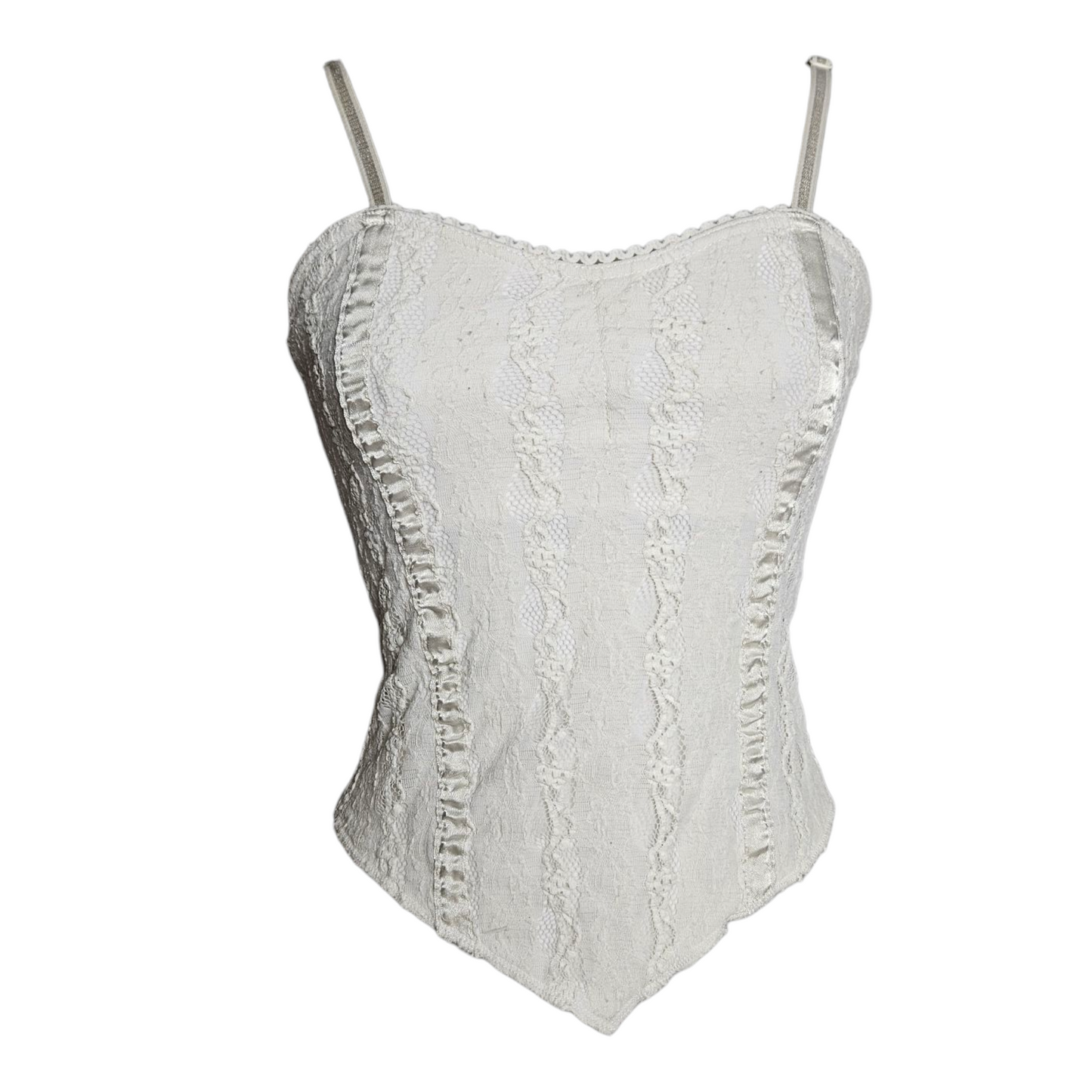 Haut esprit corset blanc dentelle
